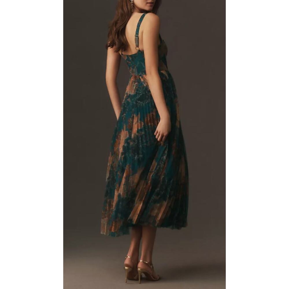 Hutch Willa Sleeveless Tulle Tiered Maxi Blue Floral Sweetheart Gown Sz 12 NWT - Picture 4 of 11